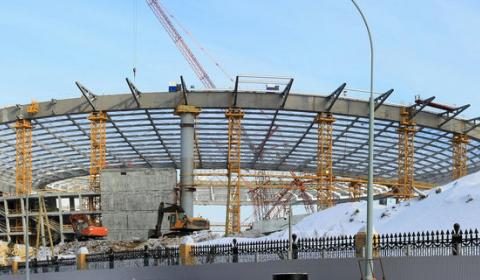 Stade de football en construction