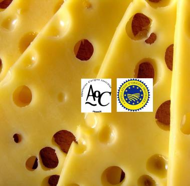 fromage avec les logos AOP et AOC